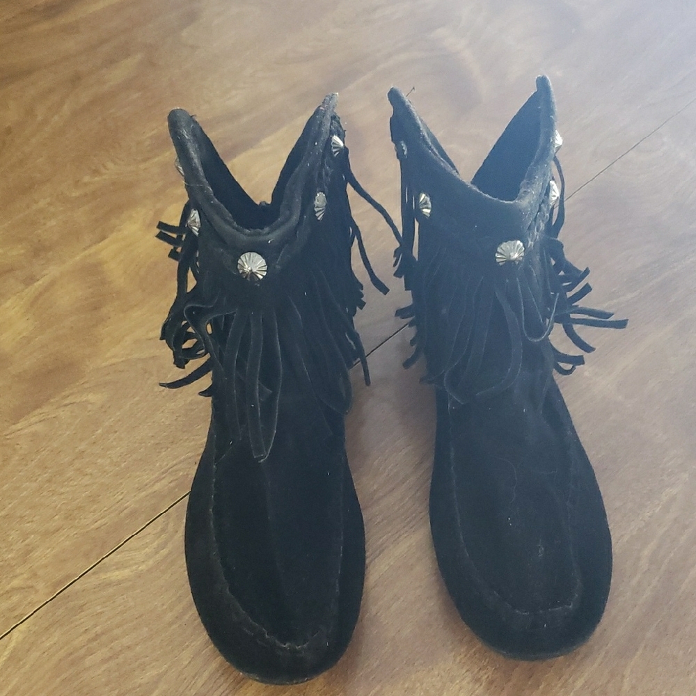 Black Fringe Women's Boots